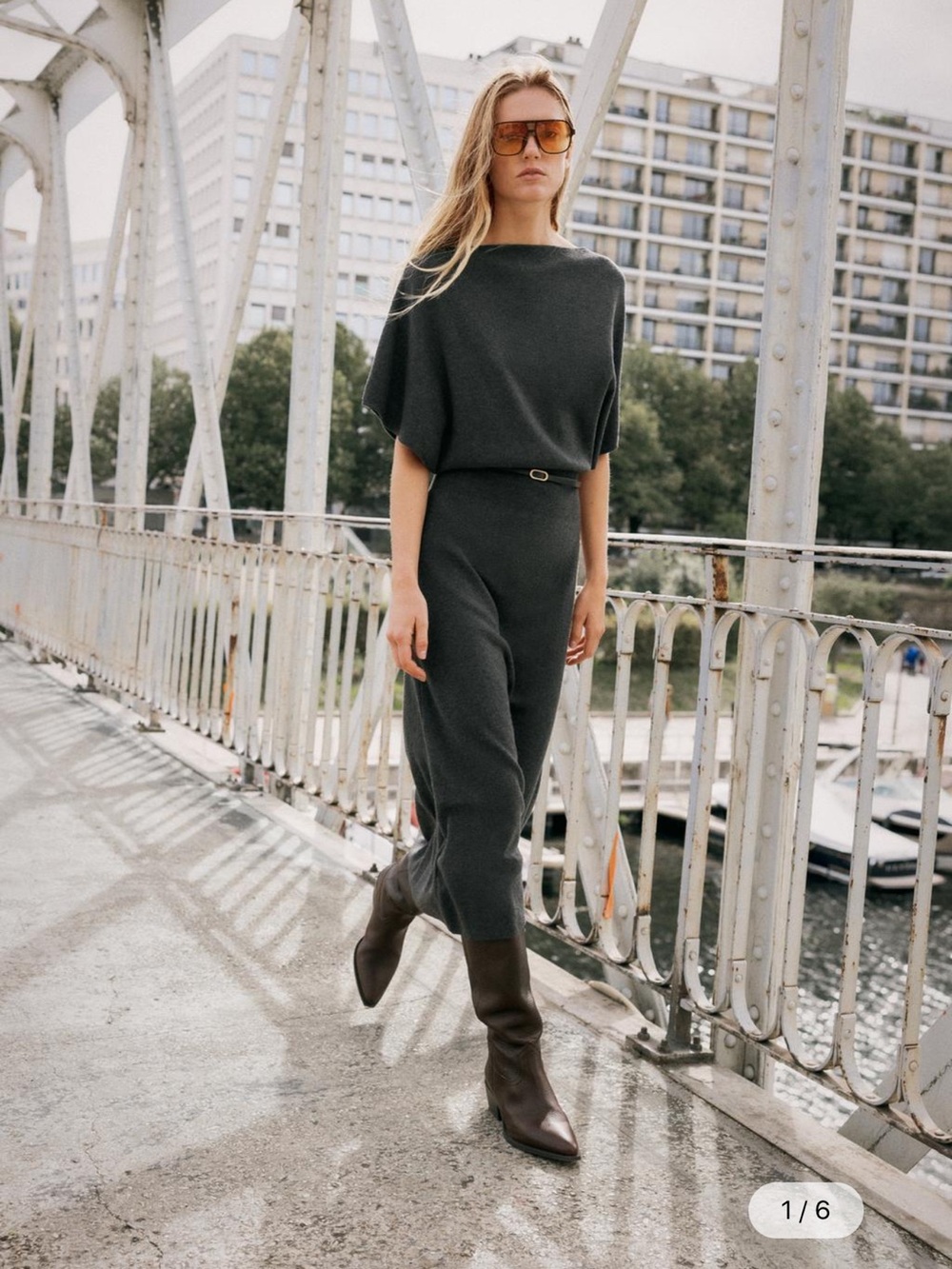 Chic Women’s Dark Gray Knit dress